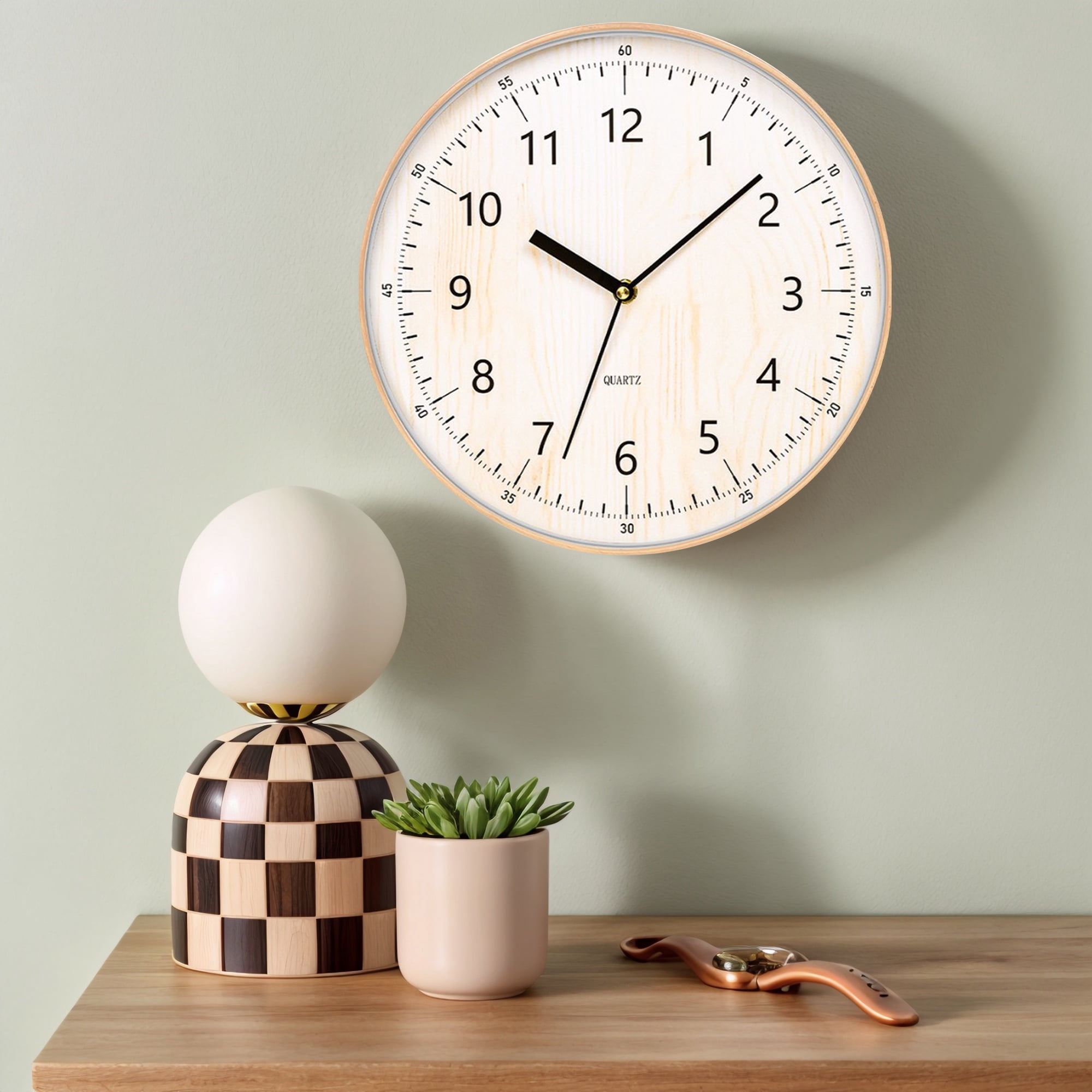 Unique Bargains Silent Non Ticking Battery Operated Wall Clock Gold Texture 12 Inch