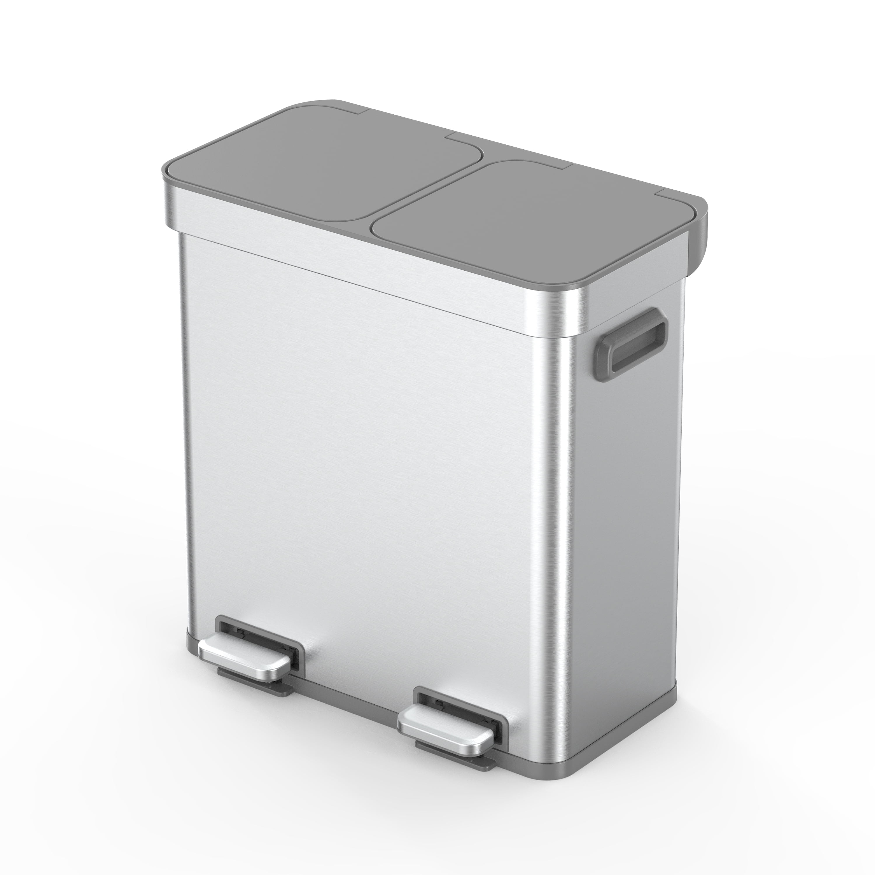 Better Homes & Gardens Kitchen Trash Can, 18 Gallon Stainless Steel Recycle Step Garbage Bin with Dual Compartment Lid, Silver