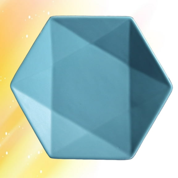 WHAMVOX  Ceramic Plate Hexagon Plates Porcelain Matte Dinner Cutlery Blue