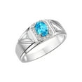 thumbnail image 4 of RYLOS Men's Rings Sterling Silver Classic 7X5MM Oval Gemstone & Diamond Ring Blue Topaz December Birthstone Rings For Men Size 9, 4 of 7