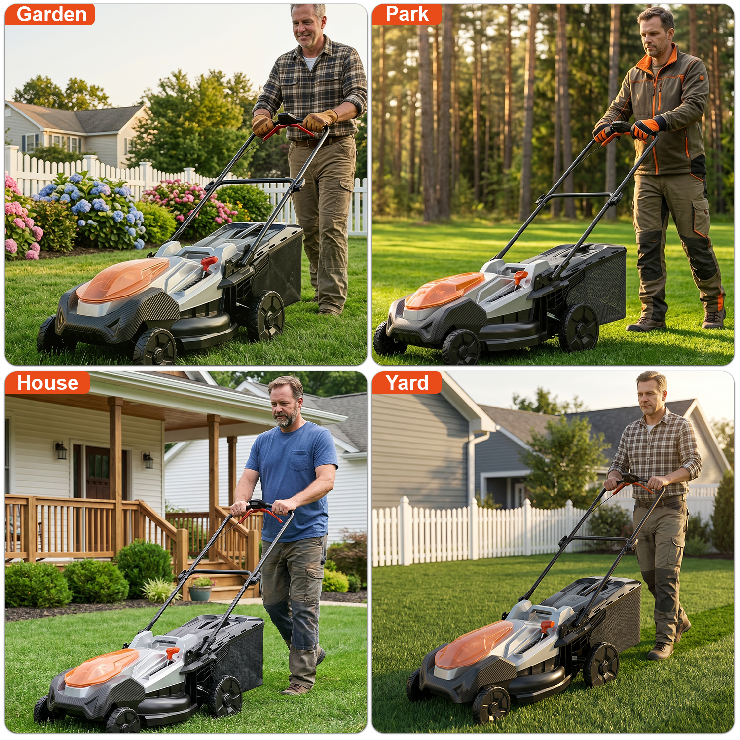 FLOYANT 21in Lawn Mower，Electric Lawn Mower with 8-Position Height Adjustment,Battery Powered Cordless Lawn Mowers with 60L Grass Bag, 2 x 8.0Ah Batteries & Charger Included