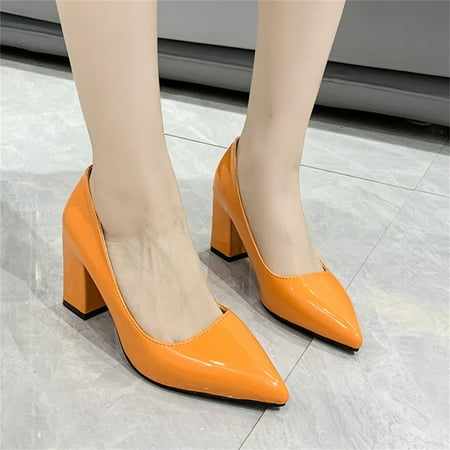 

Christmas Fashion Summer Women Pumps Solid Color Pointed Toe Heel Medium Heel Casual And Comfortable