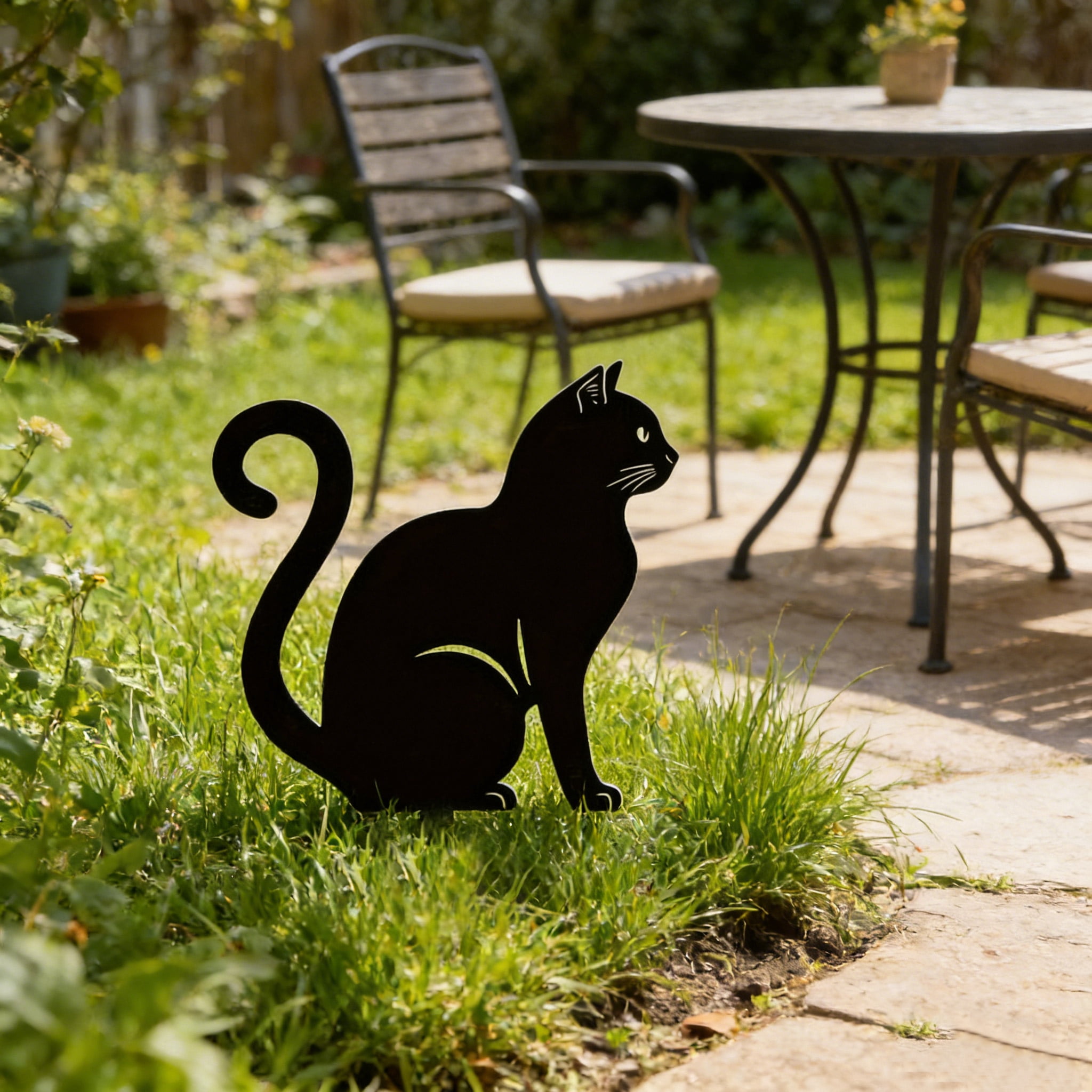 1 Pcs Cat Metal Garden Stake Decoration - Cute Cat Garden Decor, Silhouette Animal Outdoor Statue for Yard Art, Outside, Patio, Outdoor Decor, Garden Decorations, Lawn Ornaments