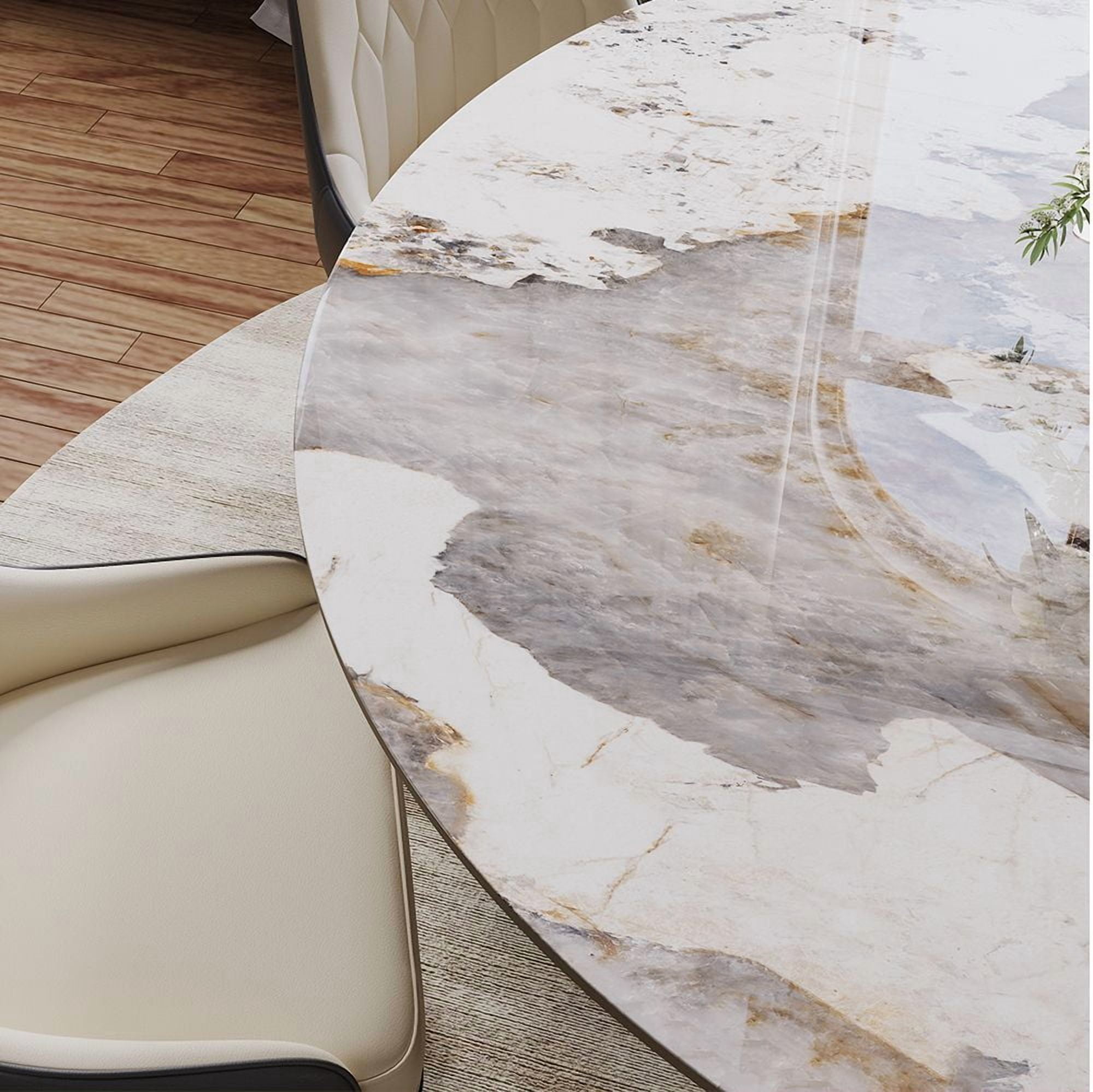 Hobart - Round Glossy Sintered Stone Dining Table