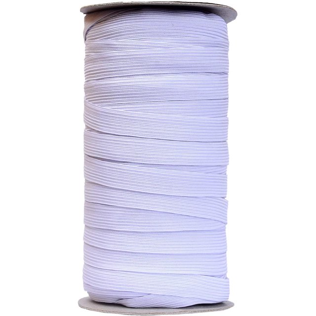 Banda elástica plana de 50 yardas de longitud para coser cordón elástico elástico para proyectos de bricolaje, artes y manualidades (blanco, 1/2 pulgada de ancho)