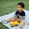thumbnail image 2 of POPTEM Toddler Long Sleeve Shirts Excavator Printed Striped Sleeve Cotton Graphic Tees Blue 3T, 2 of 6