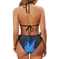 thumbnail image 6 of Chririnla Women's Blue Flame Print Halter Triangle Bikini Set - Sexy Tie Side Two Piece Swimsuit for Beach Vacation, Pool Party & Tropical Getaways, 6 of 9
