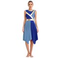 thumbnail image 3 of iiniim Women's Praise Dance Dress Set Color Block Irregular Maxi Dress with Wide Leg Pants Blue M, 3 of 7