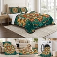 thumbnail image 6 of Twin Quilt Set 68''x86'', Boho Flower Lightweight Summer Bedspread Coverlet Set with 2 Pillow Shams, Yellow Green Bohemian Colorful Medallion Breathable All Season Quilt Bedding for Dorm/Bedroom, 6 of 9