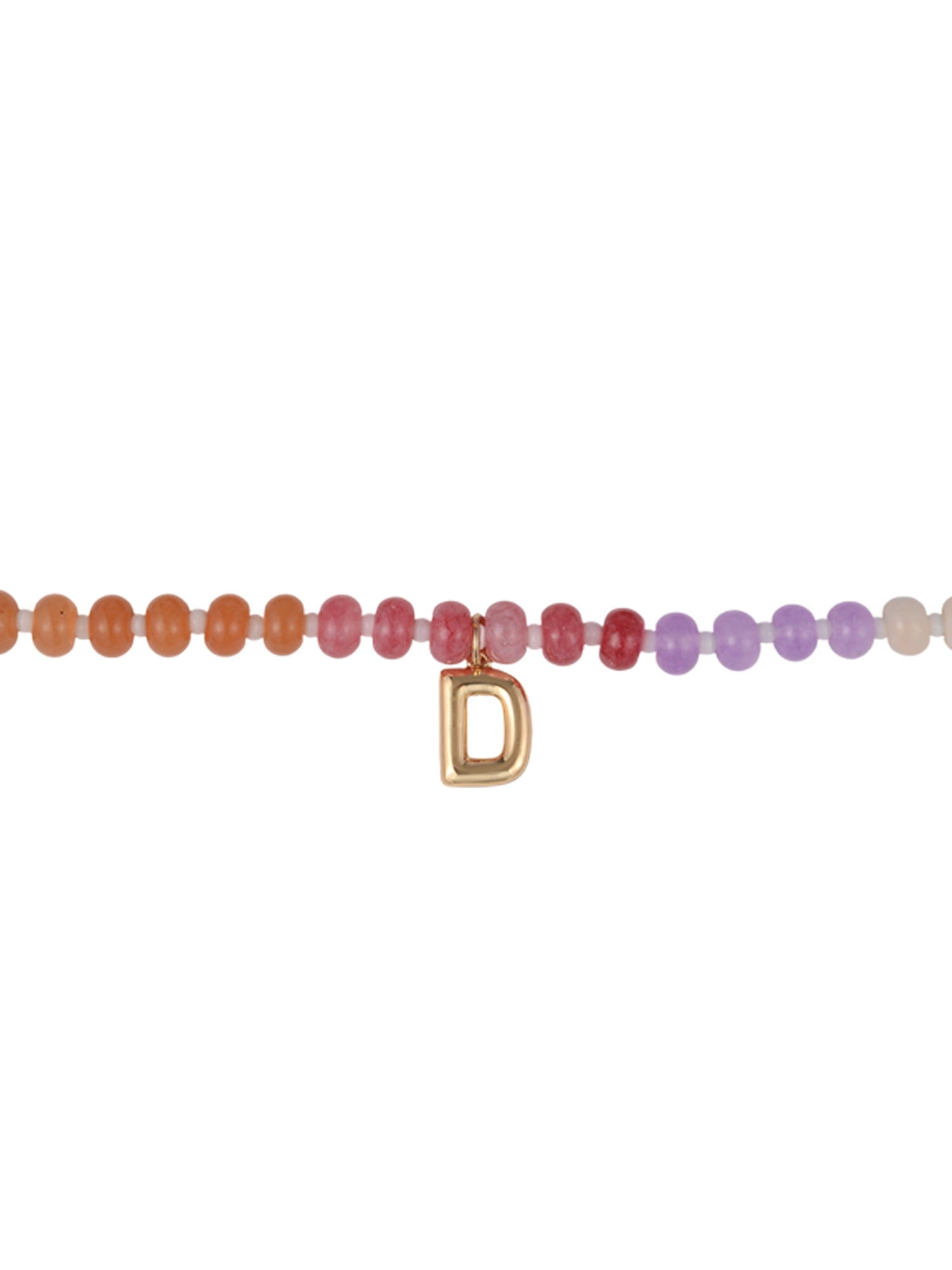 Time and Tru Goldtone Multicolored Bead Initial "D" Necklace