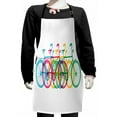 thumbnail image 1 of Colorful Kids Apron, Retro Style Bicycle Silhouettes Sportive Active Theme on a Plain Background, Boys Girls Apron Bib with Adjustable Ties for Cooking Baking Painting, Multicolor, by Ambesonne, 1 of 2