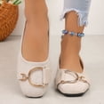 thumbnail image 4 of Miluxas Womens Square Toe Flats, Decorative Buckle Ballet Shoes, Soft Slip On Casual Flats, Low Heel Work Shoes for Women White 9.5(43), 4 of 9