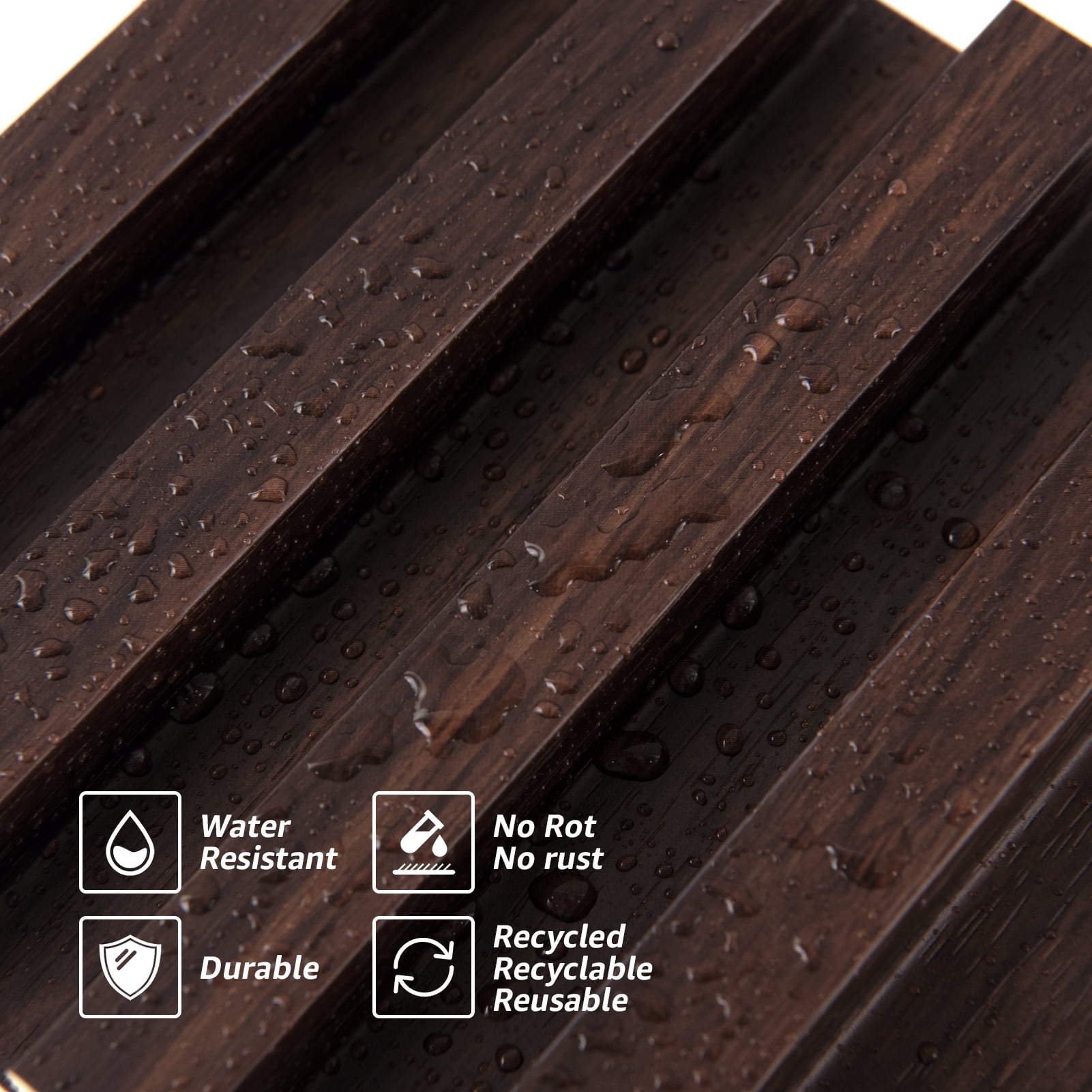 Art3d Slat Wall Panel,WPC Acoustic Diffuser 3D Wall Panel,8 Pieces 96x6 inch-Dark Brown(32 sq.ft/Case)