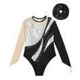 thumbnail image 3 of Alvivi Kids Girls Gymnastics Leotard Shiny Rhinestone Long Sleeve Ballet Dance Bodysuit with Hair Band Silver&Black 6, 3 of 5