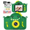 thumbnail image 4 of Gofunly Kids Camera, 1080P Toy Digital Video Camera for Girls 3-12 Years Best Birthday/Festival Gifts,with 32GB SD Card and Silicone Cover - Green-Dinosaur, 4 of 8