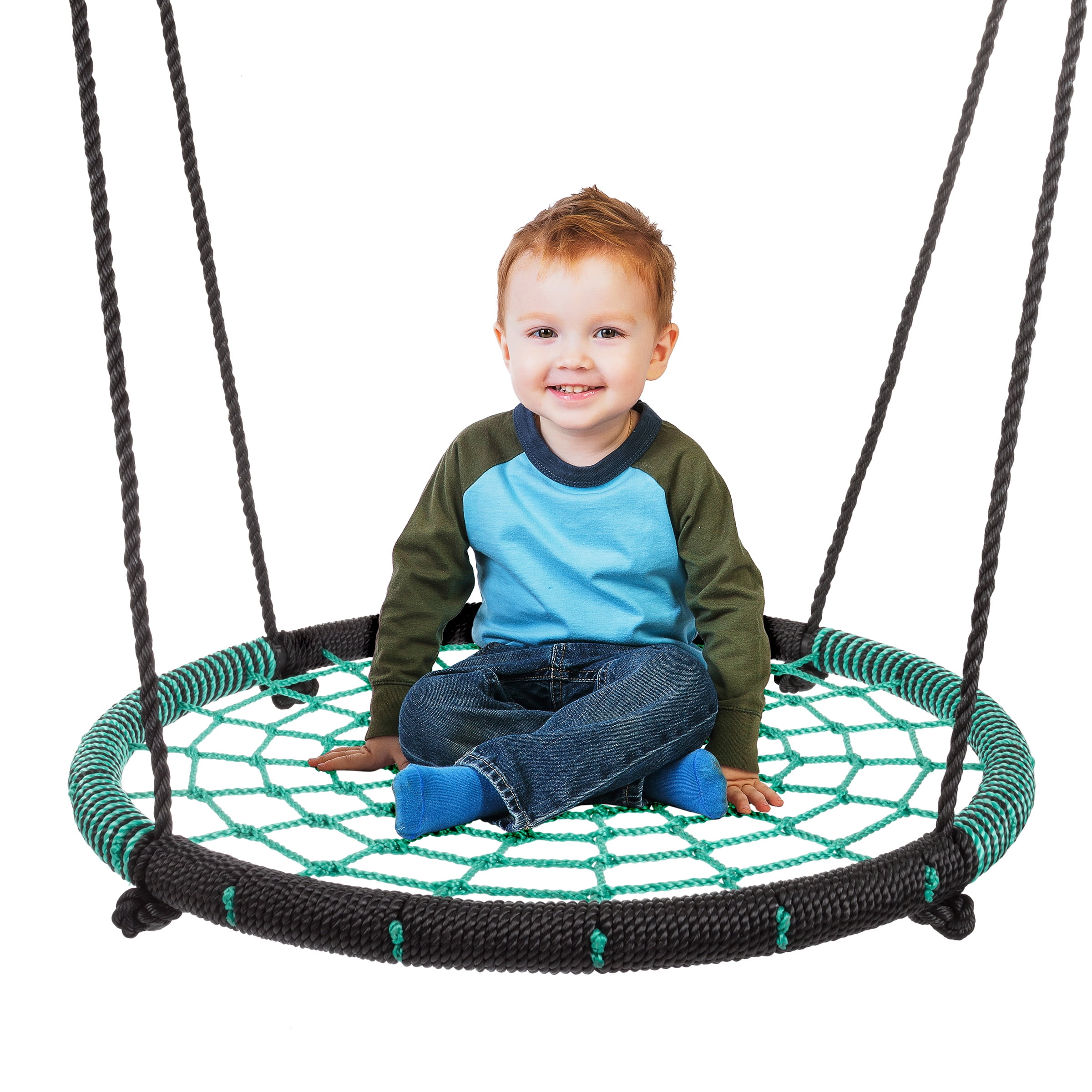 Joychoic 40" Kids Round PE Rope Tire Saucer Oxford Tree Swing Web Net for sale online 