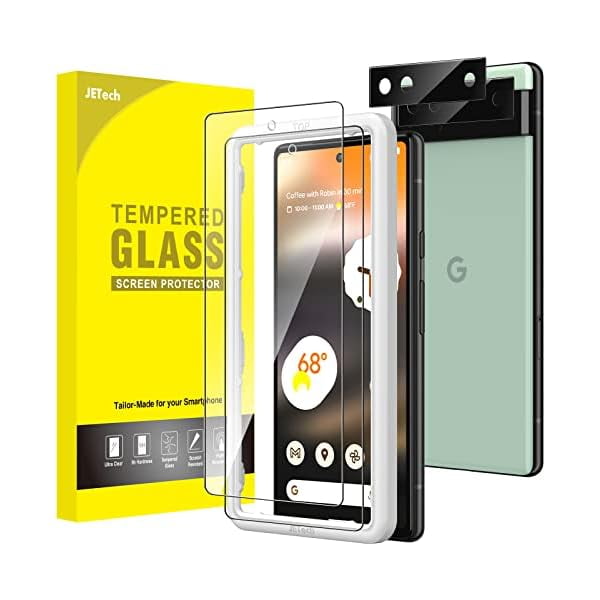 xixishop Screen Protector for Google Pixel 6a 6.1-Inch with Camera Lens Protector, Easy Installation Tool, Fingerprint Compatible, Tempered Glass Film, HD Clear, 2-Pack Each