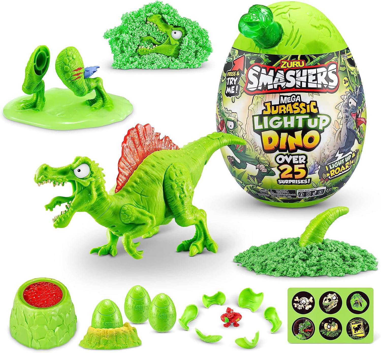 ZURU Smashers Series 1 Light Up Dino Green MEGA Mystery Egg, Over