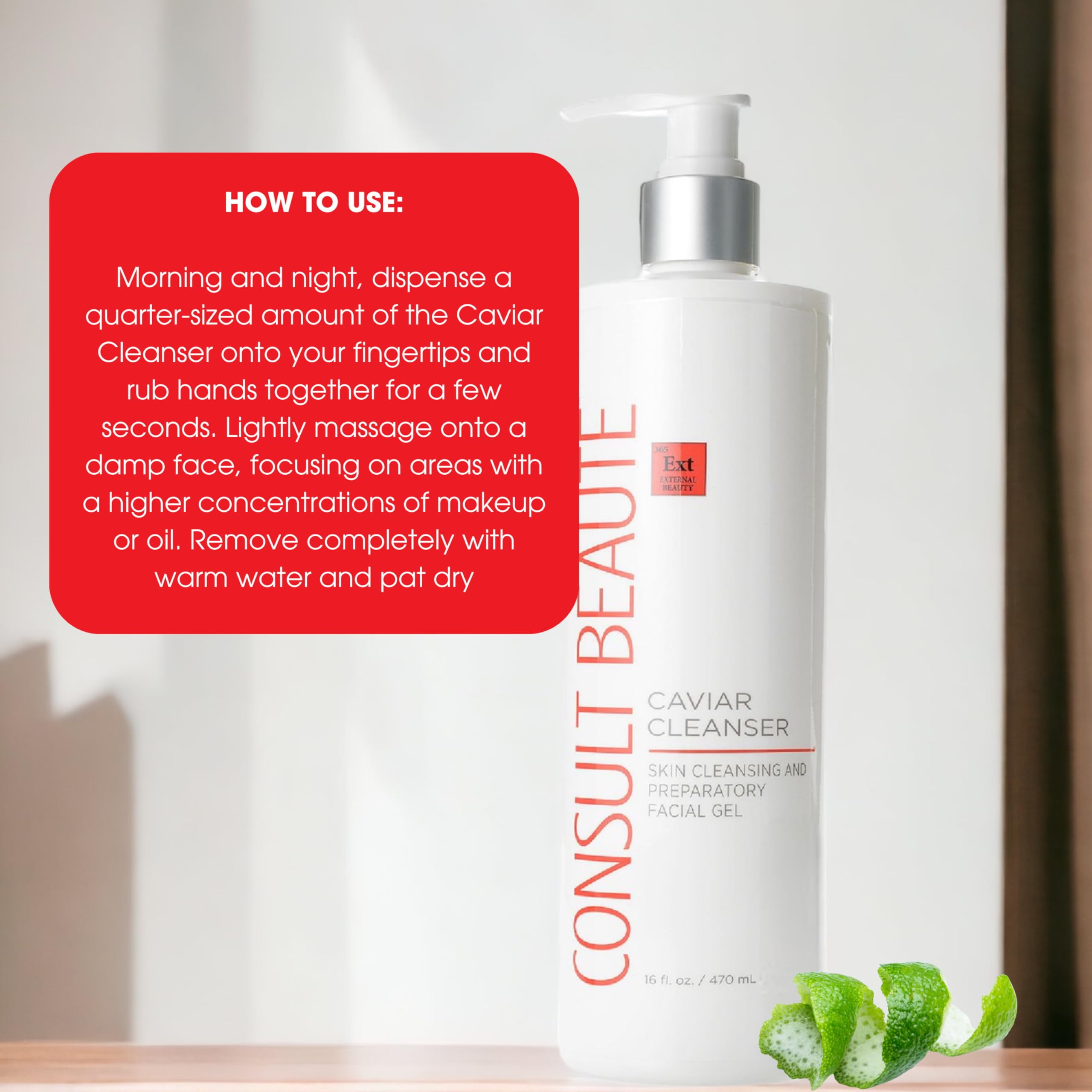 Consult Beaute Caviar Facial Cleanser, Gentle Gel-to-Foam Wash, 16 Fl Oz
