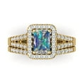 thumbnail image 2 of Clara Pucci 18K Yellow Gold Emerald Cut 1Ct Synthetic Blue Moissanite Engagement Ring + Matching Band - Luxury Box Included, 2 of 7