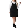 thumbnail image 2 of Agnes Orinda Women's Plus Size Suspender Skirt Adjustable Strap Pinafore Corduroy Overalls Dress Skirts with Pockets 3X Black, 2 of 6