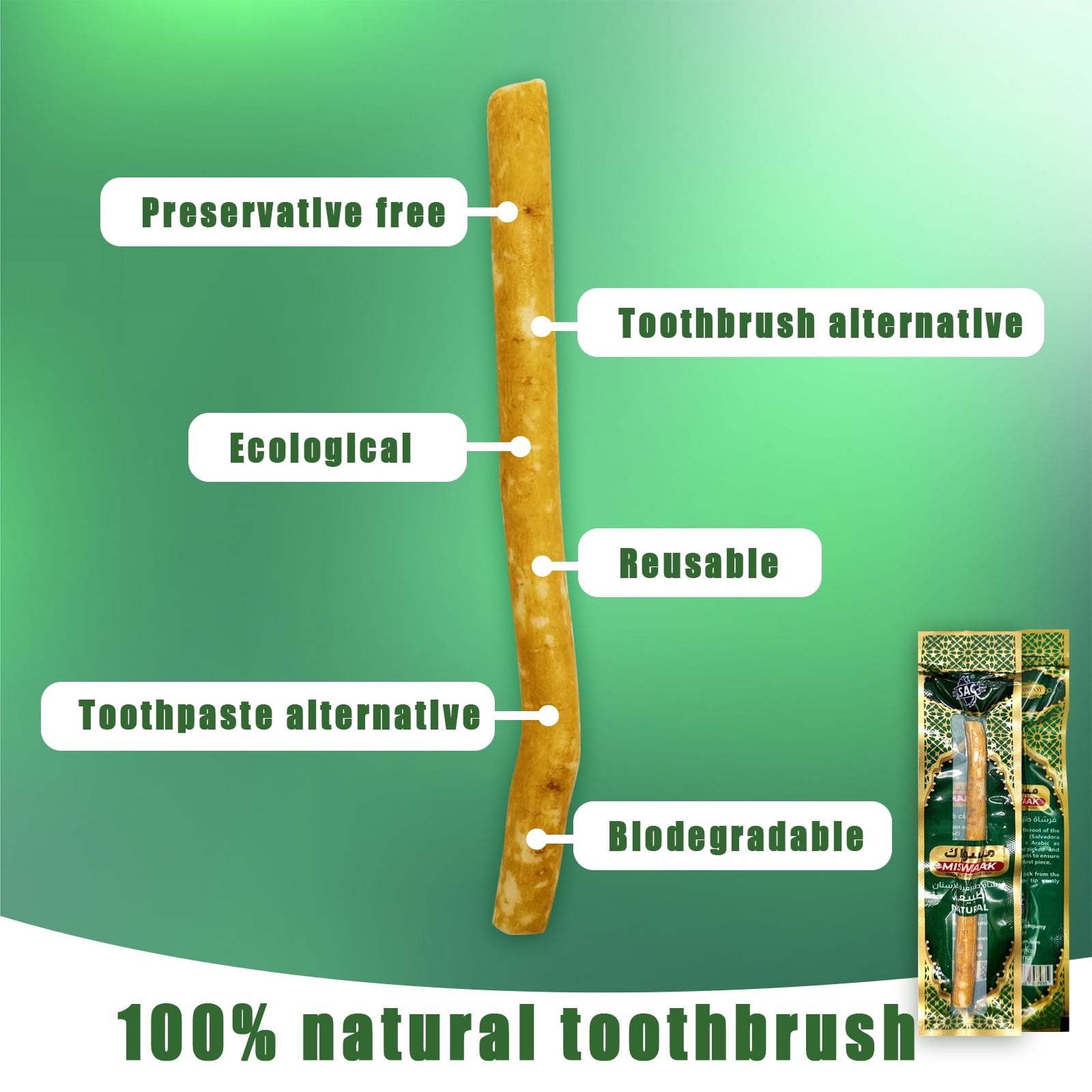 12 Pack Organic Miswak Toothbrushes | All-Natural Wooden Miswak Sticks for Teeth Whitening | Oral Care, Fresh Breath & Eco-Friendly | Original Flavor