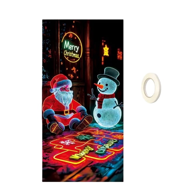 Christmas Fluorescent Door Width Door Cover Background
