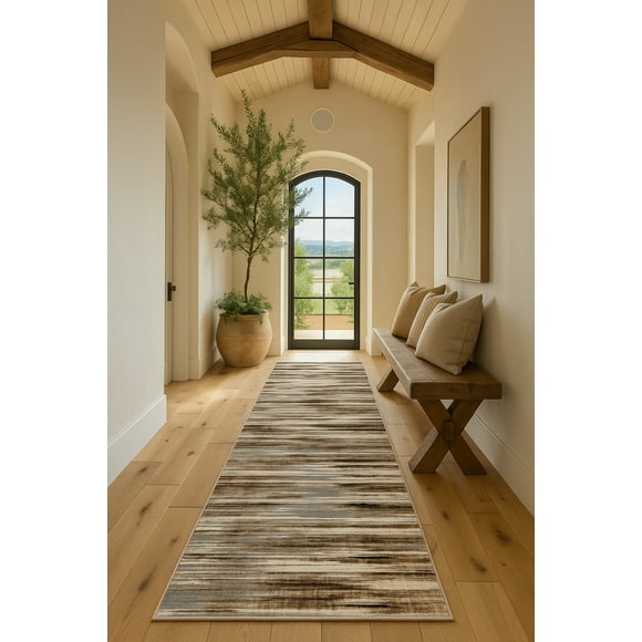 Rug Branch Sedona 2' x 15' (2'3" x 15') Brown/Beige Abstract Indoor Runner Rug, Contemporary, Medium Pile, Stain-Resistant Hallway Carpet - Entryway, Mudroom, Bedroom, and Kitchen