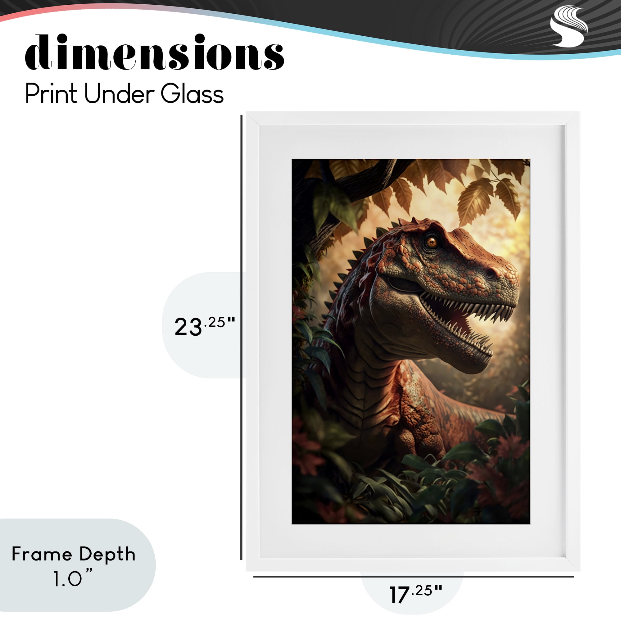 Stupell Industries Jungle Raptor with Ancient Foliage White Framed Print Under Glass, design by Creative Studio