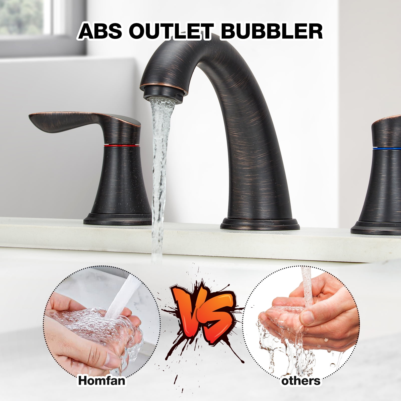 Bathroom Faucets for Sink 3 Hole, Faucet for Bathroom Sink, Widespread Bathroom Sink Faucet with Pop-up Drain and Supply Lines, for Bathroom Sink Vanity RV Farmhouse Sink