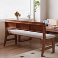 thumbnail image 3 of WILK Dining Bench with Back, 47.2" Modern Farmhouse Entryway Bench, Solid Wood Benches for Kitchen Apartment Small Space, Walnut, 3 of 4