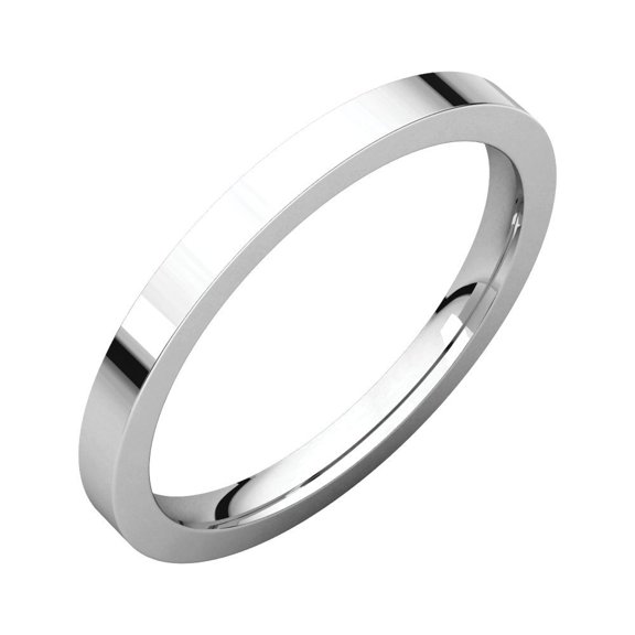14k White Gold 2mm Flat Comfort Fit Band Ring - 2.9 Grams - Size 8