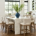 thumbnail image 6 of Guyou Linen Bar Stools Set of 2, 26" Modern Counter Height Barstools, Farmhouse Wooden Kitchen Island Chairs with Open Back for Restaurant Kitchen Bar, Beige, 6 of 13