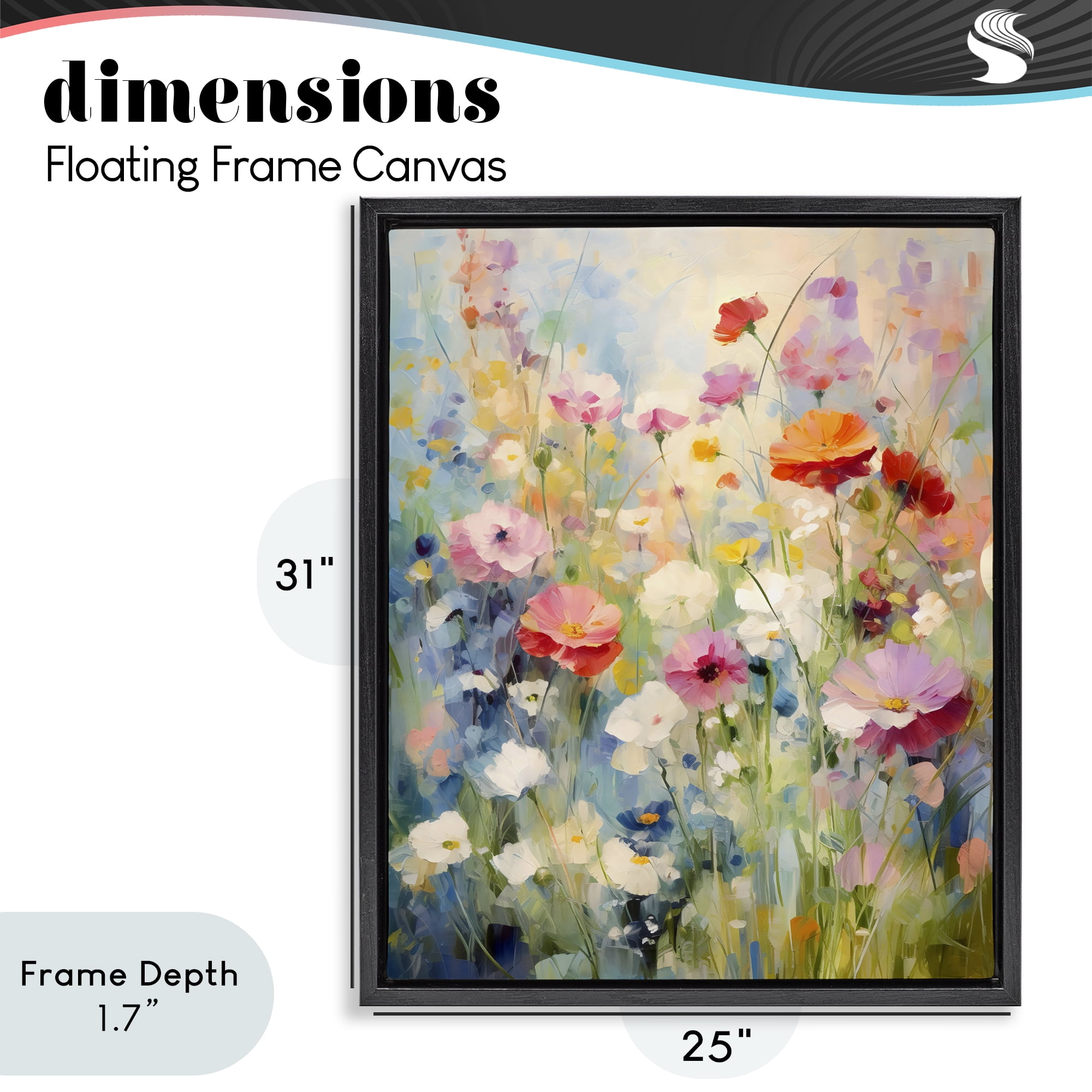 Stupell Industries Wildflower Breeze Impression Black Framed Floater Canvas Wall Art, design by Creative Studio