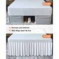 thumbnail image 7 of Light Blue Grey Stripe Wrap Around Bed Skirts for Queen Bed 18" Drop,Bed Skirt with Adjustable Elastic Belt Dust Ruffle Bed Valance for Bedroom Hotel Modern Farmhouse Vertical Striped Bed Frame Cover, 7 of 7