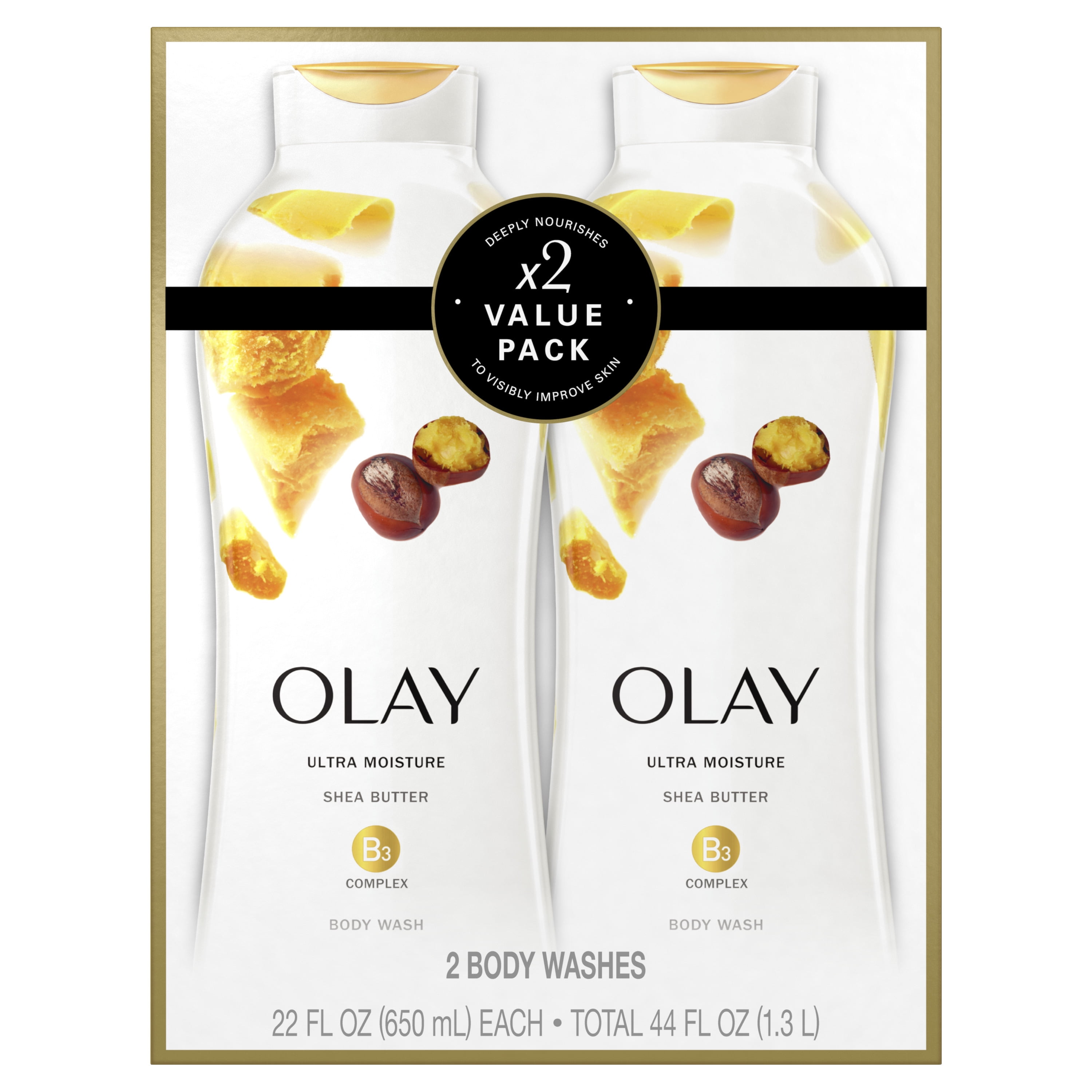Olay Ultra Moisture Body Wash with Shea Butter, 22 fl oz, Pack of 2