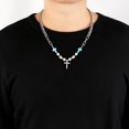 thumbnail image 3 of Retro turquesa cuentas cruz colgante collar hombres y mujeres hip-h JM, 3 of 5