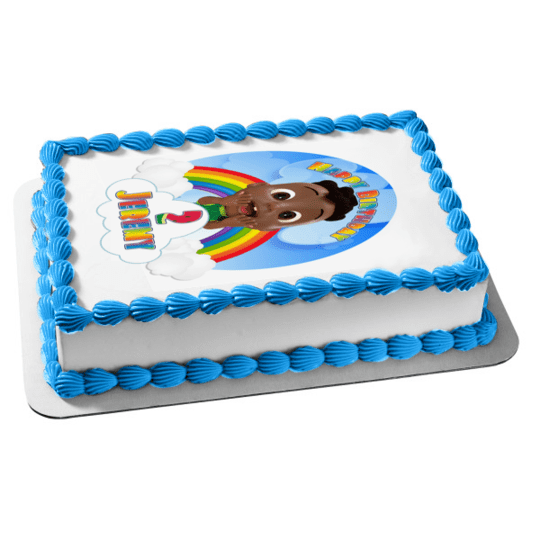 Cocomelon Cody Rainbow Clouds Happy Birthday Your Personalized Name Edible Cake Topper Image Abpid Walmart Com