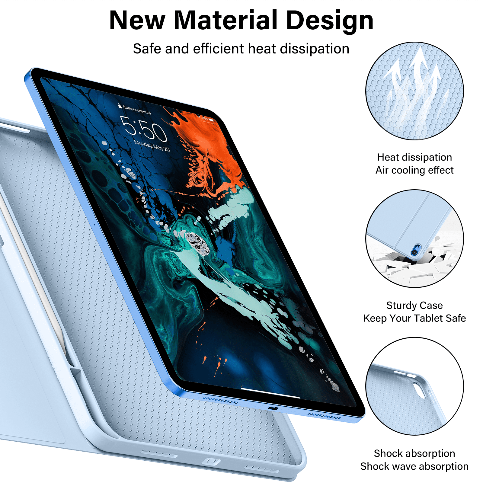 Kenke iPad (A16) 11th Generation 11 inch 2025 Keyboard Case,Case for iPad 10th Generation 10.9 inch 2022 Bluetooth Detachable -with Pencil Holder - Flip Stand Case - Keyboard Case, Light Blue