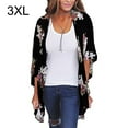 thumbnail image 1 of Sonducket Blusa de chifón transparente para mujer, tops holgados, cárdigan con estampado de kimono Prendas para la parte del cuerpo Negro 3XL, 1 of 4