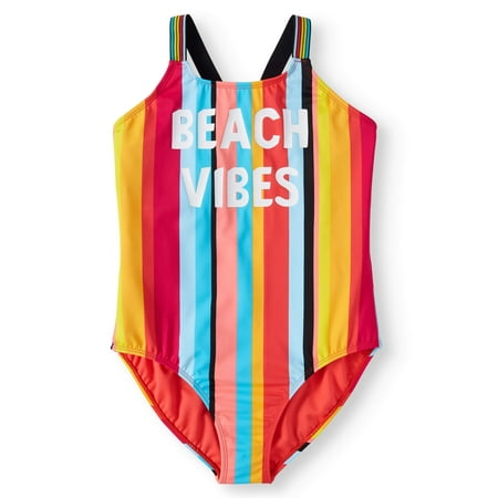 Beach Vibes One-Piece Swimsuit (Little Girls, Big Girls & Big Girls (Best Swimsuit Color For Pale Skin)