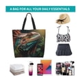 thumbnail image 6 of Bingfone Canvas Tote Bag for Women with Inner Pocket Aesthetic Cute Shopping Tote Bags Reusable Grocery Bags- Realistic Colorful Chameleon, 6 of 8