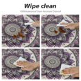 thumbnail image 4 of PIKWEEK  Round Fitted Tablecloth Boho Ethnic Flower Round Table Cloth with Elastic Edged Purple Waterproof Wipeable Table Cover, 4 of 7