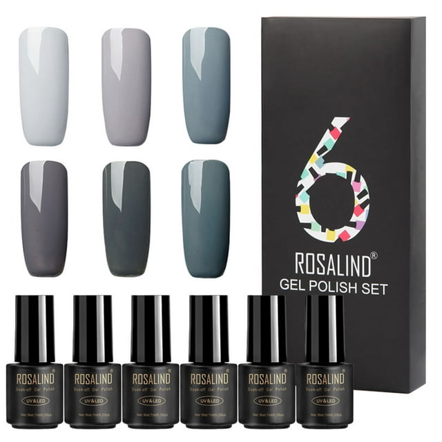 Kit de Esmalte en Gel ROSALIND para Uñas Naturales y Artificiales, 6 Colores Vibrantes, Secado Rápido con Lámpara UV, Ideal para Uso Profesional o en Casa, Incluye Base y Top Coat, 7ml por Botella.
