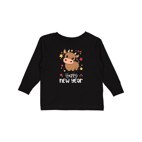 Inktastic Happy New Year Cute Ox Boys or Girls Long Sleeve Toddler T-Shirt