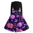 thumbnail image 4 of Womens Halloween Dress Gothic Witch Long Sleeve Cocktail Dresses V Neck Fit And Flare Swing Dresses,Vintage Medieval Party Dress For Women,Ghost Printed Renaissance, 4 of 7