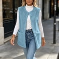 thumbnail image 5 of Women's Vest Fleece Loose Fit Hoodless Sleeveless Casual Vest with Pockets for Layering & Daily Wear, 5 of 7