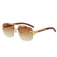 thumbnail image 6 of Rimless Rectangle Sunglasses for Women Men Fashion Hip hop Frameless Designer Shades Wooden Y2K Square Glasses UV Protection Tinted Lens Fashion Shades Eyewear , White, 6 of 6