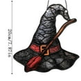 thumbnail image 4 of Hanging Witch Hat Ornament - Shatterproof Acrylic Window Decor Halloween Wall Hanging Spell Book Lover Gift Party Decor(C), 4 of 4