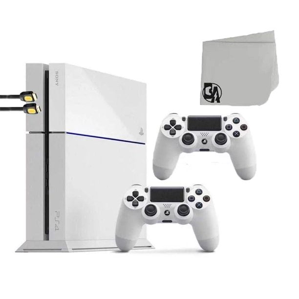 Sony PlayStation 4 500GB Gaming Console White 2 Controller Included with  FIFA-19 BOLT AXTION Bundle Used
